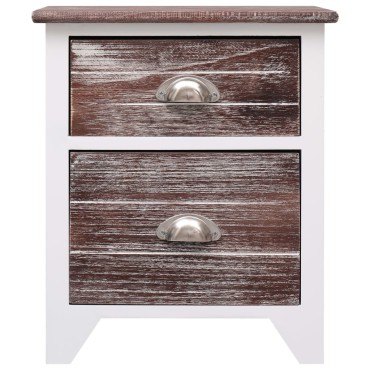 vidaXL Κομοδίνο Καφέ και Λευκό 38x28x45cm από Ξύλο Παυλώνιας 1 τεμ.