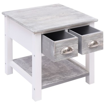 vidaXL Τραπέζι Βοηθητικό Γκρι 40x40x40cm από Ξύλο Παυλώνιας 1 τεμ.