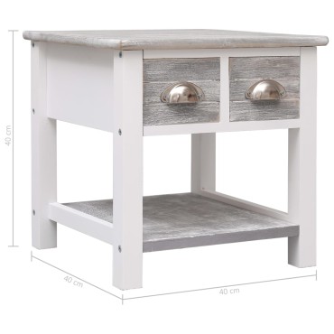 vidaXL Τραπέζι Βοηθητικό Γκρι 40x40x40cm από Ξύλο Παυλώνιας 1 τεμ.