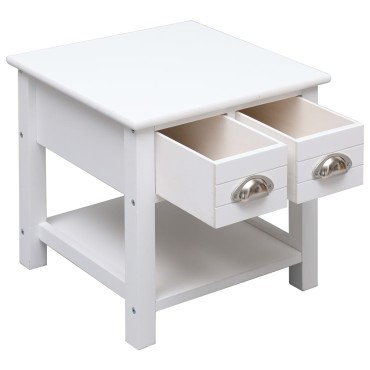 vidaXL Τραπέζι Βοηθητικό Λευκό 40x40x40cm από Ξύλο Παυλώνιας 1 τεμ.