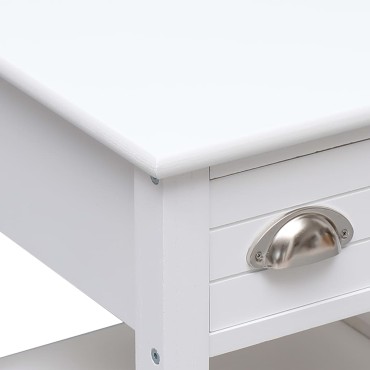 vidaXL Τραπέζι Βοηθητικό Λευκό 40x40x40cm από Ξύλο Παυλώνιας 1 τεμ.