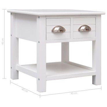 vidaXL Τραπέζι Βοηθητικό Λευκό 40x40x40cm από Ξύλο Παυλώνιας 1 τεμ.