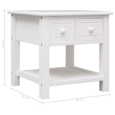 vidaXL Τραπέζι Βοηθητικό Λευκό 40x40x40cm από Ξύλο Παυλώνιας 1 τεμ.