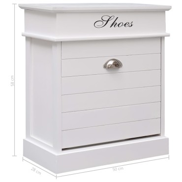 vidaXL Παπουτσοθήκη Λευκή 50x28x58cm από Ξύλο Παυλώνιας