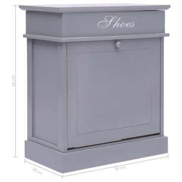 vidaXL Παπουτσοθήκη Γκρι 50x28x58cm από Ξύλο Παυλώνιας