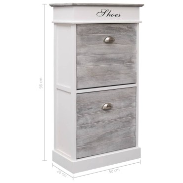 vidaXL Παπουτσοθήκη Γκρι 50x28x98cm από Ξύλο Παυλώνιας