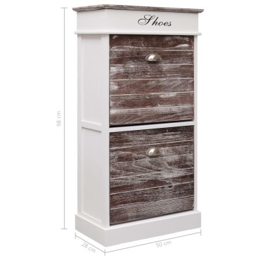 vidaXL Παπουτσοθήκη Καφέ 50x28x98cm από Ξύλο Παυλώνιας