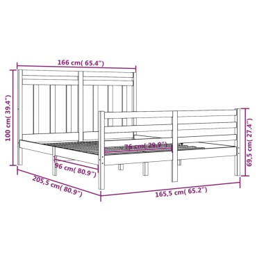 vidaXL Πλαίσιο Κρεβατιού 160 x 200 εκ. από Μασίφ Ξύλο