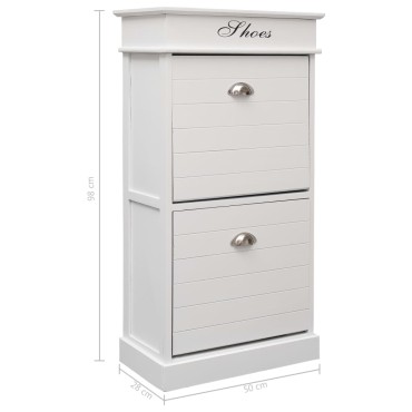 vidaXL Παπουτσοθήκη Λευκή 50x28x98cm από Ξύλο Παυλώνιας