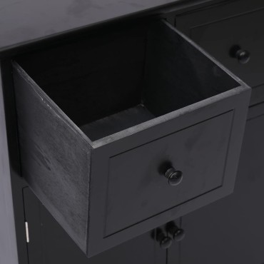 vidaXL Βοηθητική Συρταριέρα Μαύρη 60x30x75cm από Ξύλο Παυλώνιας 1 τεμ.
