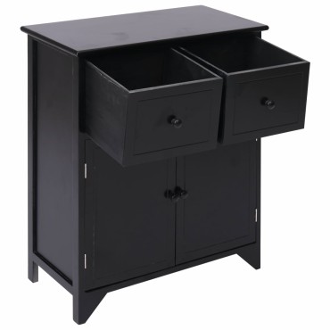 vidaXL Βοηθητική Συρταριέρα Μαύρη 60x30x75cm από Ξύλο Παυλώνιας 1 τεμ.