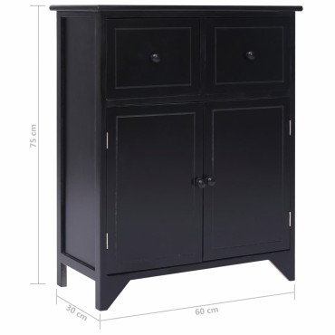 vidaXL Βοηθητική Συρταριέρα Μαύρη 60x30x75cm από Ξύλο Παυλώνιας 1 τεμ.