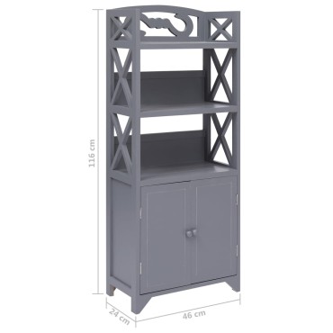 vidaXL Ντουλάπι Μπάνιου Γκρι 46x24x116cm από Ξύλο Παυλώνιας 1 τεμ.
