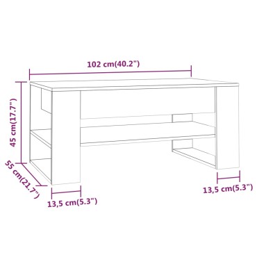 vidaXL Τραπεζάκι Σαλονιού Sonoma Δρυς 102x55x45cm Επεξεργασμένο Ξύλο 1 τεμ.
