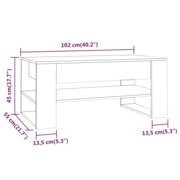 vidaXL Τραπεζάκι Σαλονιού Γκρι Σκυρ. 102x55x45cm Επεξεργασμένο Ξύλο 1 τεμ.