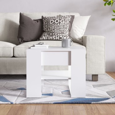 vidaXL Τραπεζάκι Σαλονιού Λευκό 55,5x55x45cm από Επεξεργ. Ξύλο 1 τεμ.