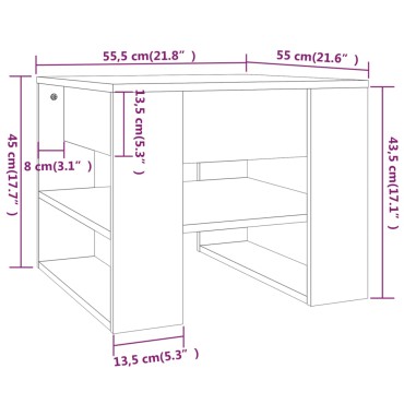 vidaXL Τραπεζάκι Σαλονιού Λευκό 55,5x55x45cm από Επεξεργ. Ξύλο 1 τεμ.