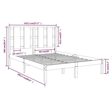 vidaXL Σκελετός Κρεβ. Χωρίς Στρώμα Λευκό 140x200 εκ Μασίφ Πεύκο