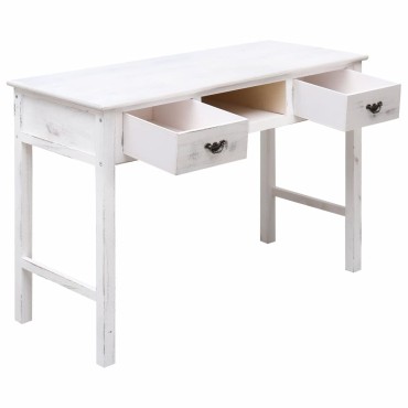 vidaXL Τραπέζι Κονσόλα Αντικέ Λευκό 110x45x76cm Ξύλινο 1 τεμ.