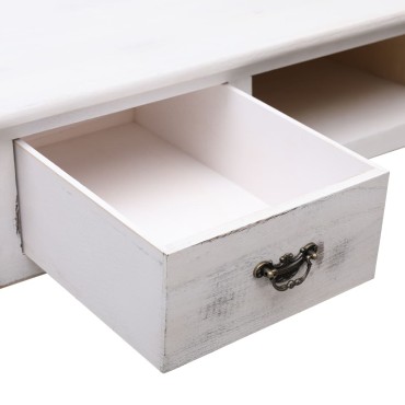 vidaXL Τραπέζι Κονσόλα Αντικέ Λευκό 110x45x76cm Ξύλινο 1 τεμ.