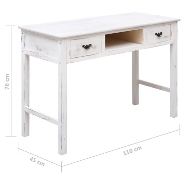 vidaXL Τραπέζι Κονσόλα Αντικέ Λευκό 110x45x76cm Ξύλινο 1 τεμ.