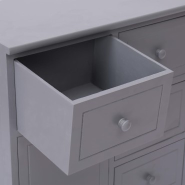 vidaXL Ντουλάπι με 10 Συρτάρια Γκρι 113x30x79cm από Ξύλο 1 τεμ.