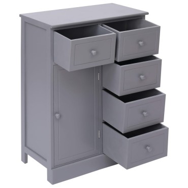 vidaXL Ντουλάπι με 10 Συρτάρια Γκρι 113x30x79cm από Ξύλο 1 τεμ.