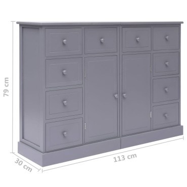 vidaXL Ντουλάπι με 10 Συρτάρια Γκρι 113x30x79cm από Ξύλο 1 τεμ.