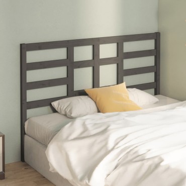 vidaXL Κεφαλάρι Κρεβατιού Γκρι 126x4x104cm από Μασίφ Ξύλο Πεύκου 1 τεμ.