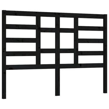 vidaXL Κεφαλάρι Κρεβατιού Μαύρο 126x4x104cm Μασίφ Ξύλο Πεύκου 1 τεμ.