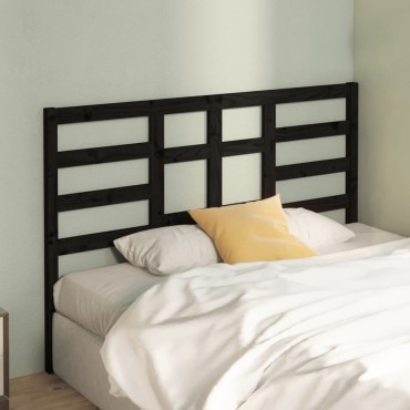 vidaXL Κεφαλάρι Κρεβατιού Μαύρο 126x4x104cm Μασίφ Ξύλο Πεύκου 1 τεμ.