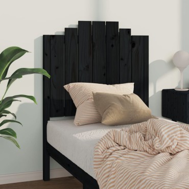 vidaXL Κεφαλάρι Κρεβατιού Μαύρο 81x4x110cm από Μασίφ Ξύλο Πεύκου 1 τεμ.