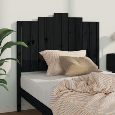 vidaXL Κεφαλάρι Κρεβατιού Μαύρο 106x4x110cm Μασίφ Ξύλο Πεύκου 1 τεμ.