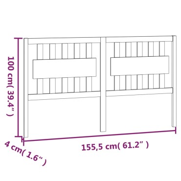 vidaXL Κεφαλάρι Κρεβατιού Λευκό 155,5x4x100cm Μασίφ Ξύλο Πεύκου 1 τεμ.