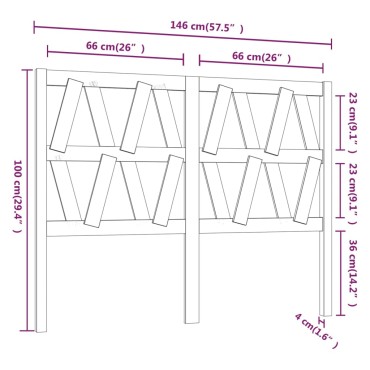 vidaXL Κεφαλάρι Κρεβατιού Μαύρο 146x4x100cm Μασίφ Ξύλο Πεύκου 1 τεμ.