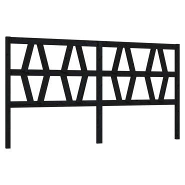 vidaXL Κεφαλάρι Κρεβατιού Μαύρο 206x4x100cm Μασίφ Ξύλο Πεύκου 1 τεμ.