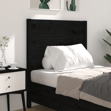 vidaXL Κεφαλάρι Κρεβατιού Μαύρο 96x4x100cm από Μασίφ Ξύλο Πεύκου 1 τεμ.