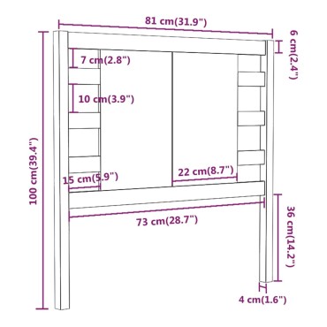 vidaXL Κεφαλάρι Μαύρο 81x4x100cm από Μασίφ Ξύλο Πεύκου 1 τεμ.