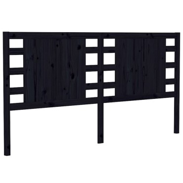 vidaXL Κεφαλάρι Κρεβατιού Μαύρο 146x4x100cm Μασίφ Ξύλο Πεύκου 1 τεμ.