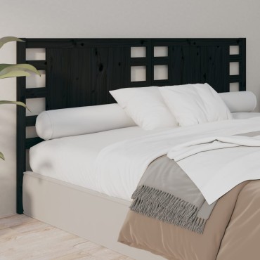 vidaXL Κεφαλάρι Κρεβατιού Μαύρο 166x4x100cm Μασίφ Ξύλο Πεύκου 1 τεμ.