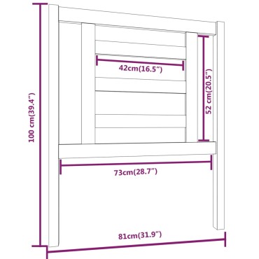 vidaXL Κεφαλάρι Κρεβατιού Γκρι 81x4x100cm από Μασίφ Ξύλο Πεύκου 1 τεμ.