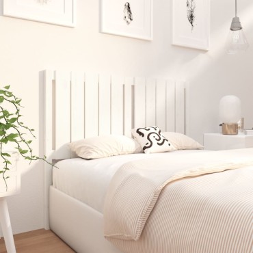 vidaXL Κεφαλάρι Κρεβατιού Λευκό 125,5x4x100cm Μασίφ Ξύλο Πεύκου 1 τεμ.
