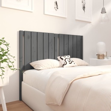 vidaXL Κεφαλάρι Κρεβατιού Γκρι 125,5x4x100cm Μασίφ Ξύλο Πεύκου 1 τεμ.
