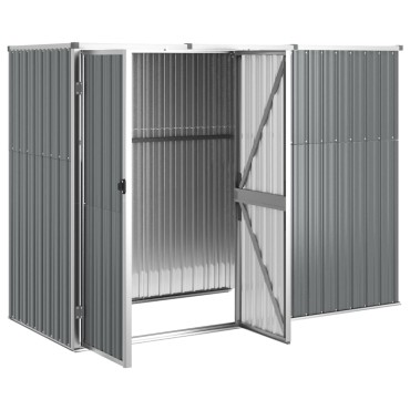 vidaXL Αποθήκη Εργαλείων Κήπου Γκρι 225 x 89 x 161 εκ. Γαλβαν. Ατσάλι