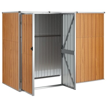 vidaXL Αποθήκη Εργαλείων Κήπου Καφέ 225x89x161 εκ. Γαλβαν. Ατσάλι
