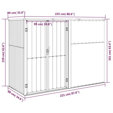 vidaXL Αποθήκη Εργαλείων Κήπου Καφέ 225x89x161 εκ. Γαλβαν. Ατσάλι