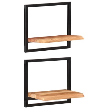 vidaXL Ράφια Τοίχου 2 τεμ. 40x24x35cm Μασίφ Ξύλο Ακακίας & Ατσάλι