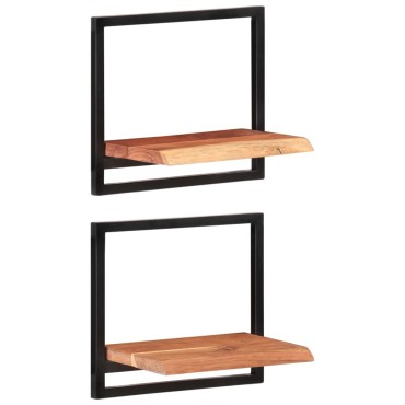 vidaXL Ράφια Τοίχου 2 τεμ. 40x24x35cm Μασίφ Ξύλο Ακακίας & Ατσάλι
