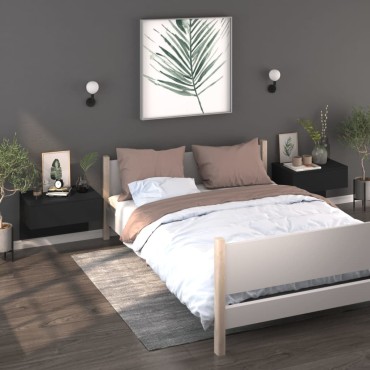 vidaXL Κομοδίνο Επιτοίχιο Μαύρο 60x40x40cm 1 τεμ.