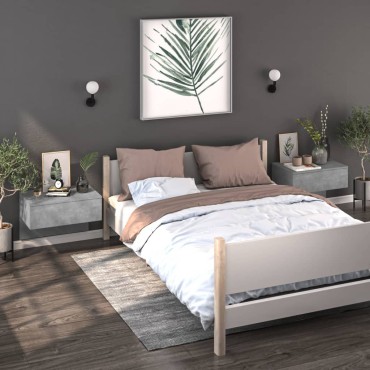 vidaXL Κομοδίνο Επιτοίχιο Γκρι Σκυροδέματος 60x40x40cm 1 τεμ.